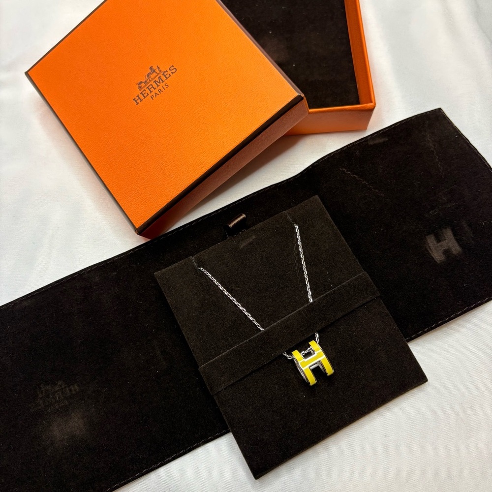 Hermès Pop H Necklace Yellow Palladium (Regular size Not Mini) NIB Silver tone - Picture 7 of 12